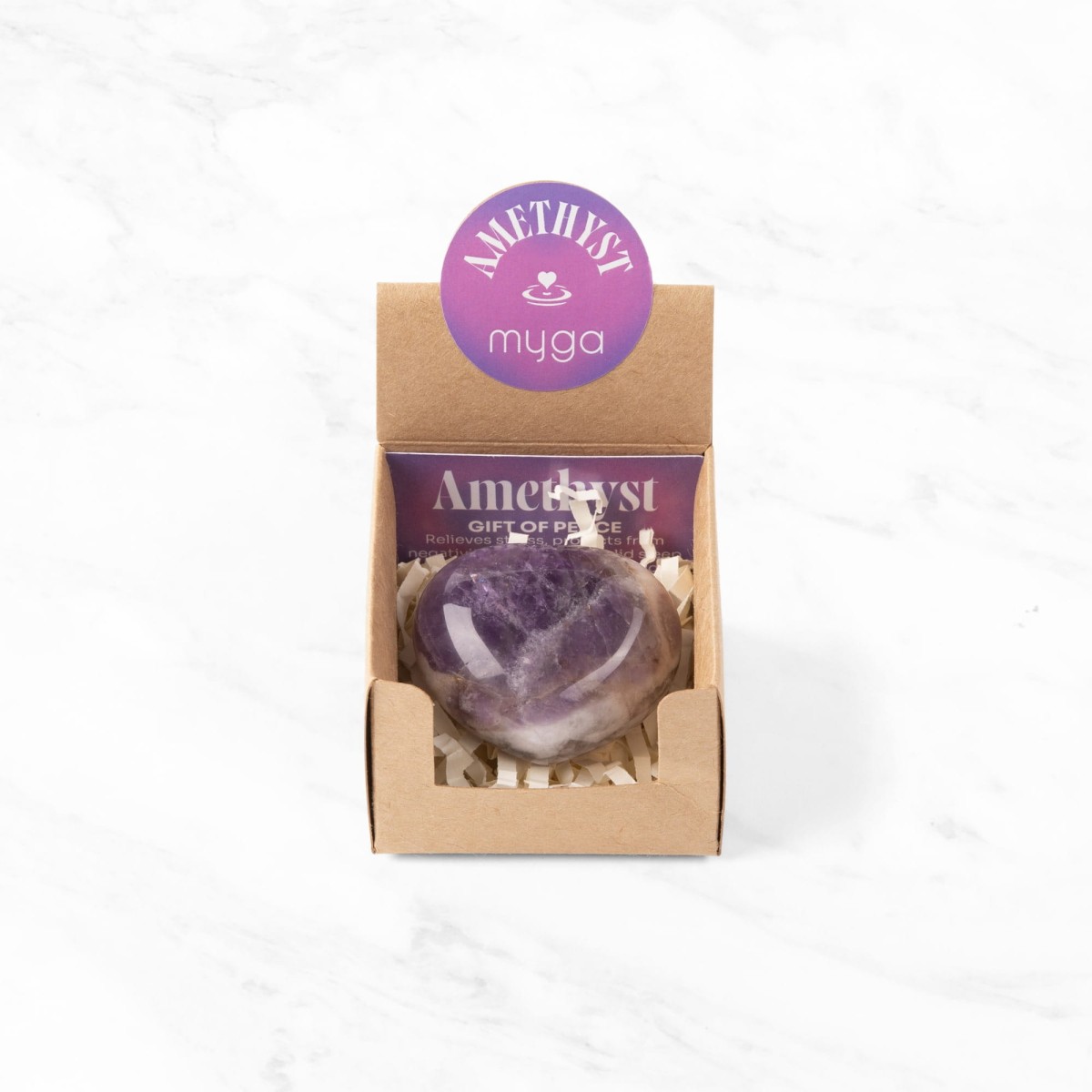 Serce myga z naturalnego kamienia - Ametyst