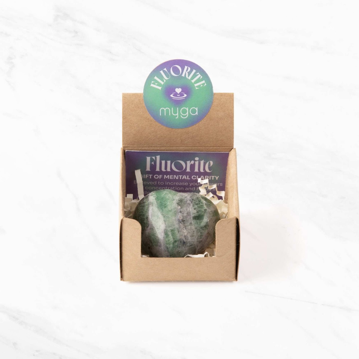 Serce myga z naturalnego kamienia - Fluoryt