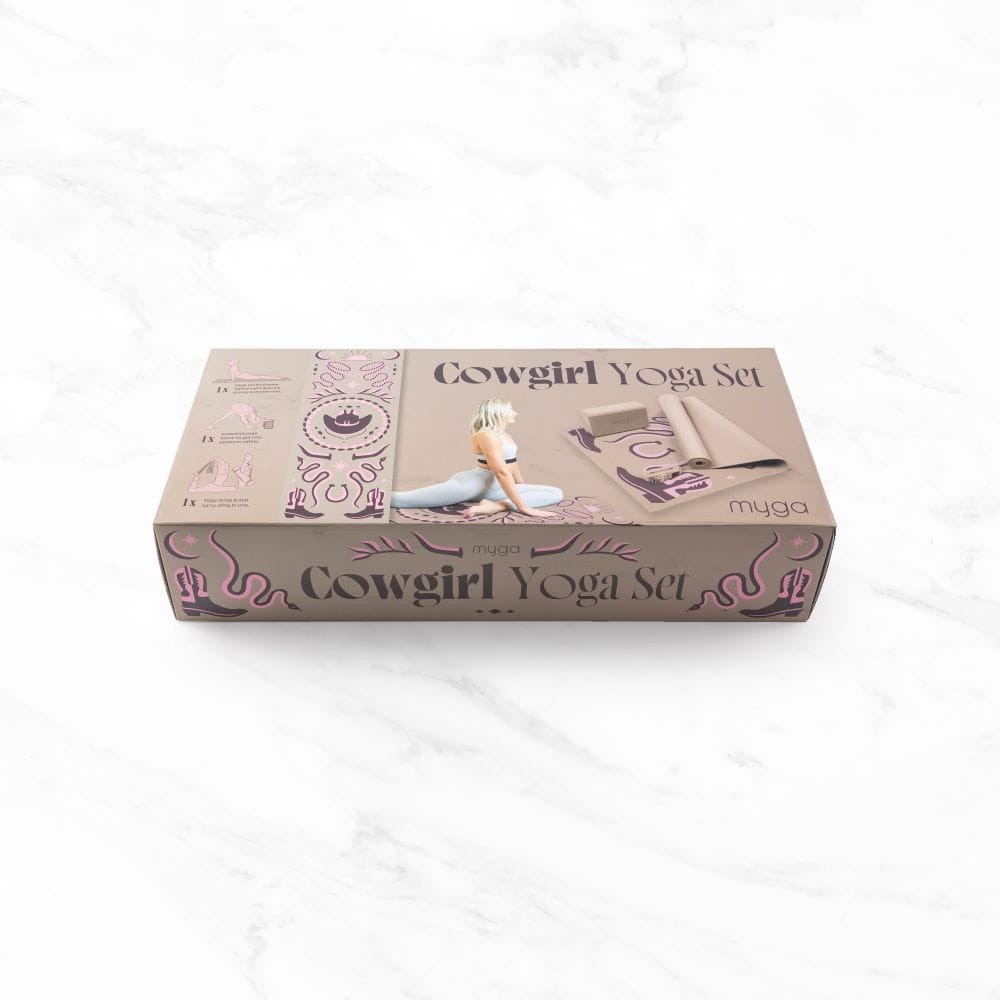 Zestaw do jogi myga Cowgirl Yoga Set: mata do jogi, klocek, pasek