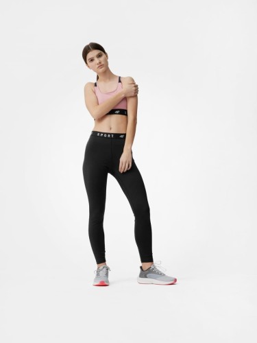 4F - LEGGINSY DAMSKIE SPORTOWE (szybkoschnące) - F077 - CZARNE