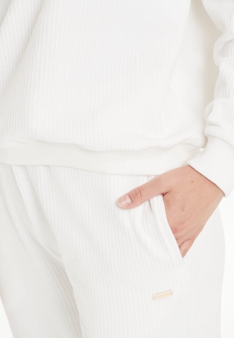 Bluza Athlesia Marlie Rib Crew Neck - biały