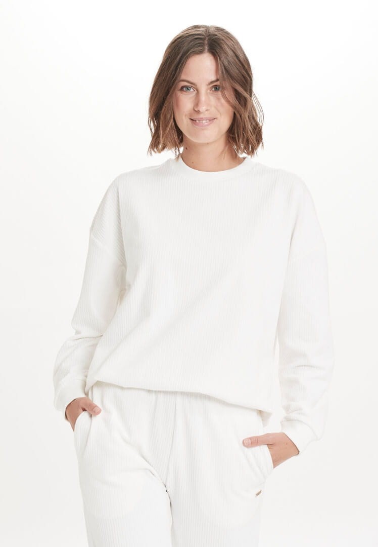 Bluza Athlesia Marlie Rib Crew Neck - biały