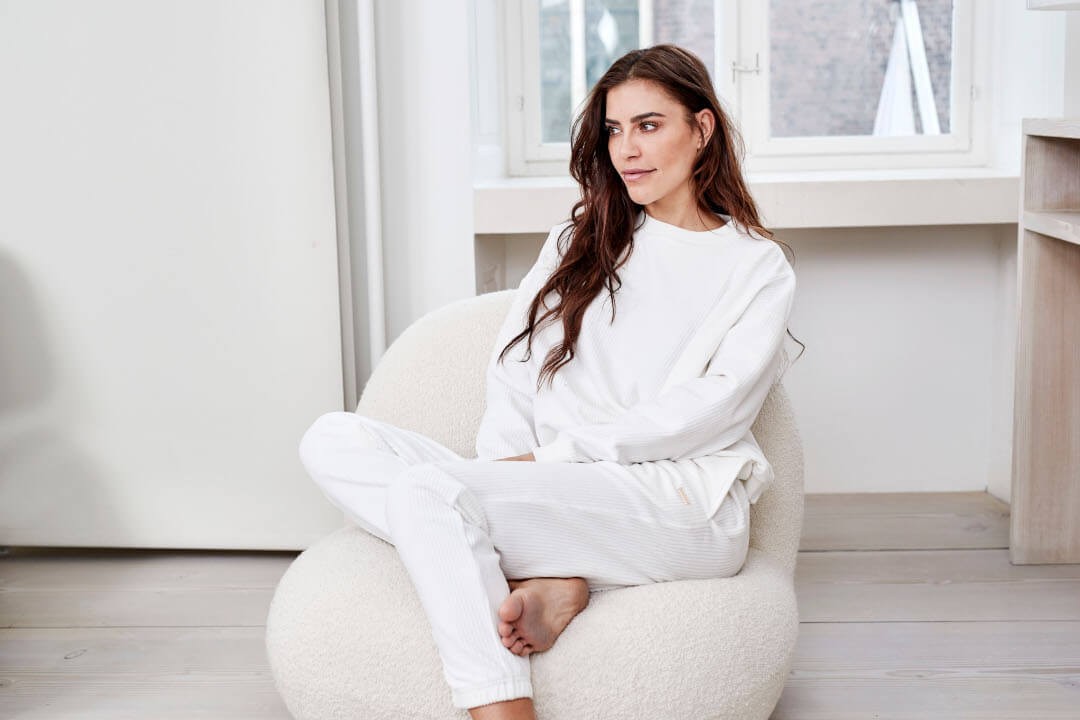 Bluza Athlesia Marlie Rib Crew Neck - biały