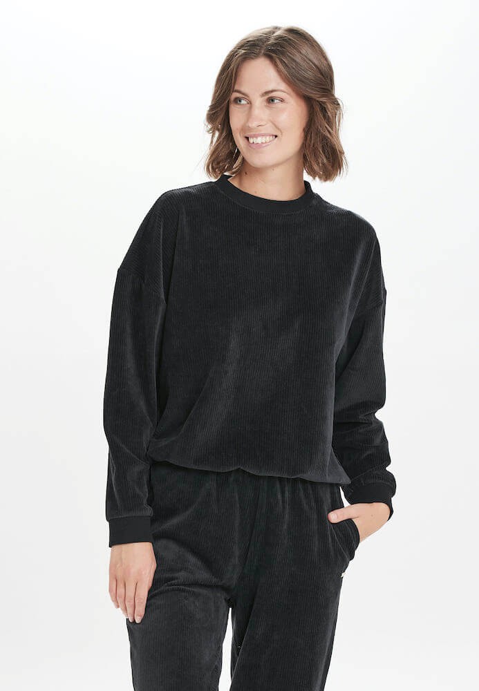 Bluza Oversize Athlecia Marlie Rib Crew Neck - czarny