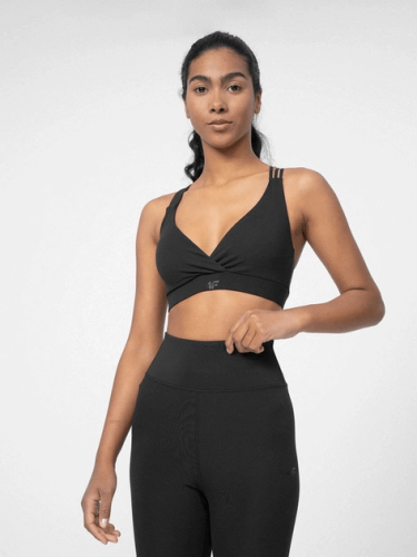 Biustonosz do jogi 4F z recyklingu - czarny