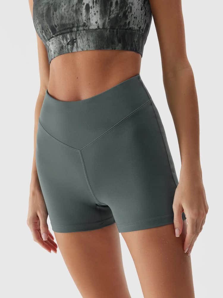 Legginsy do jogi krótkie 4F z recyklingu - butelkowa zieleń