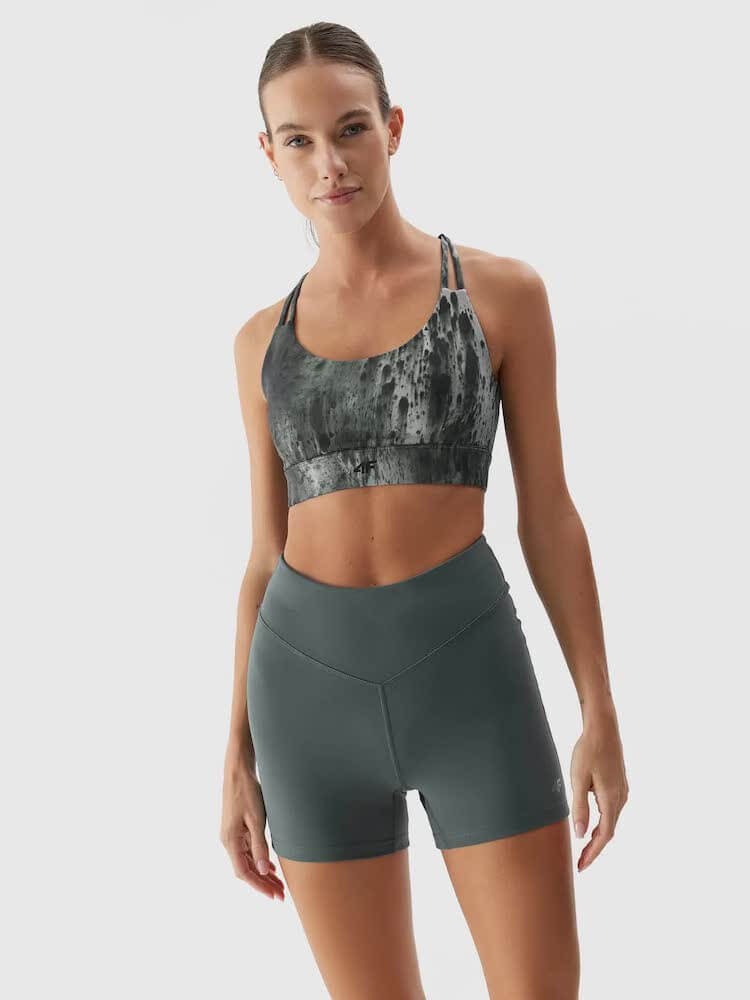Legginsy do jogi krótkie 4F z recyklingu - butelkowa zieleń