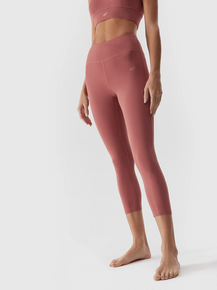 Legginsy do jogi 7/8 4F z recyklingu - różowy