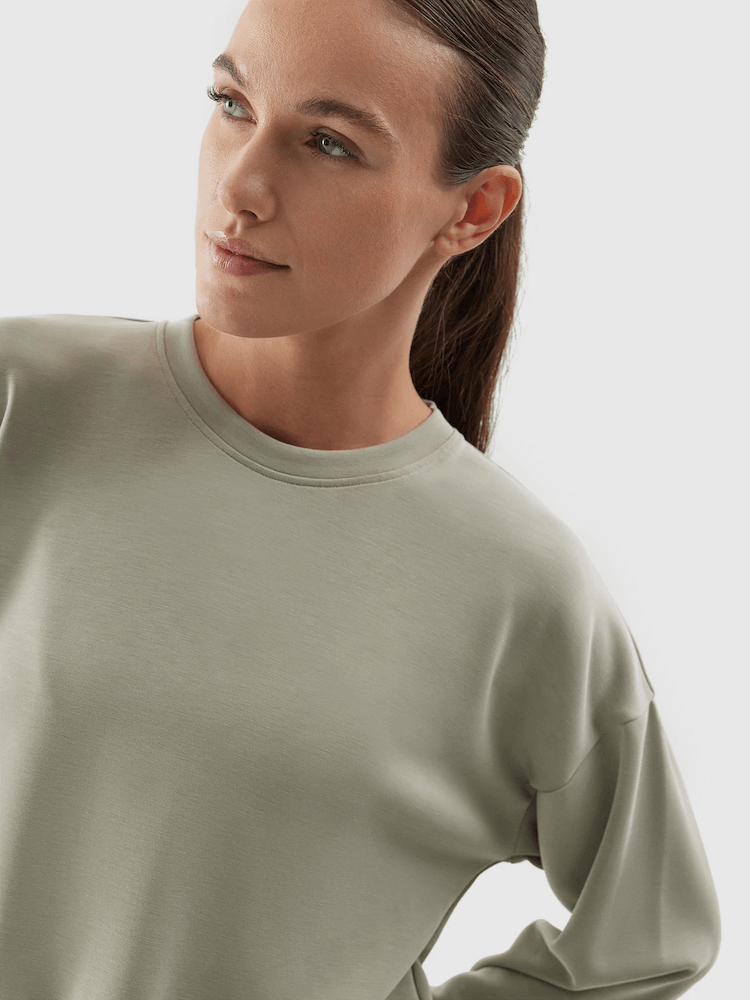 Bluza crop top 4F z modalu - oliwkowy