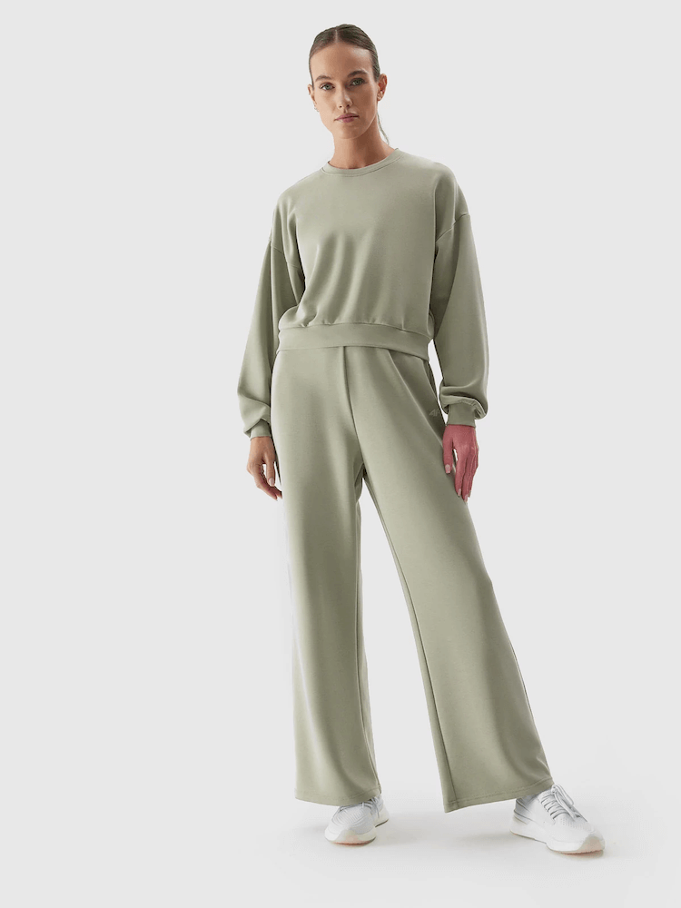 Bluza crop top 4F z modalu - oliwkowy