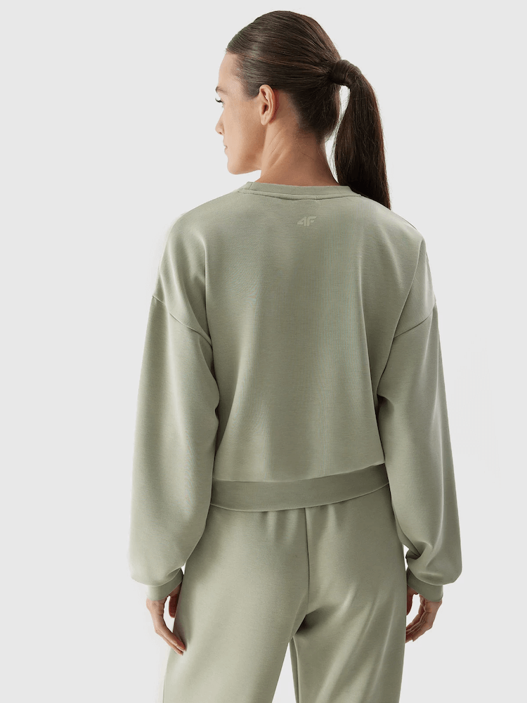 Bluza crop top 4F z modalu - oliwkowy