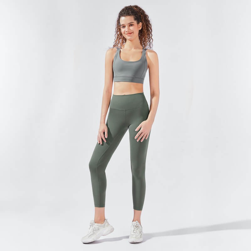 Legginsy myga Yula High-Waisted 7/8 - Olive Green