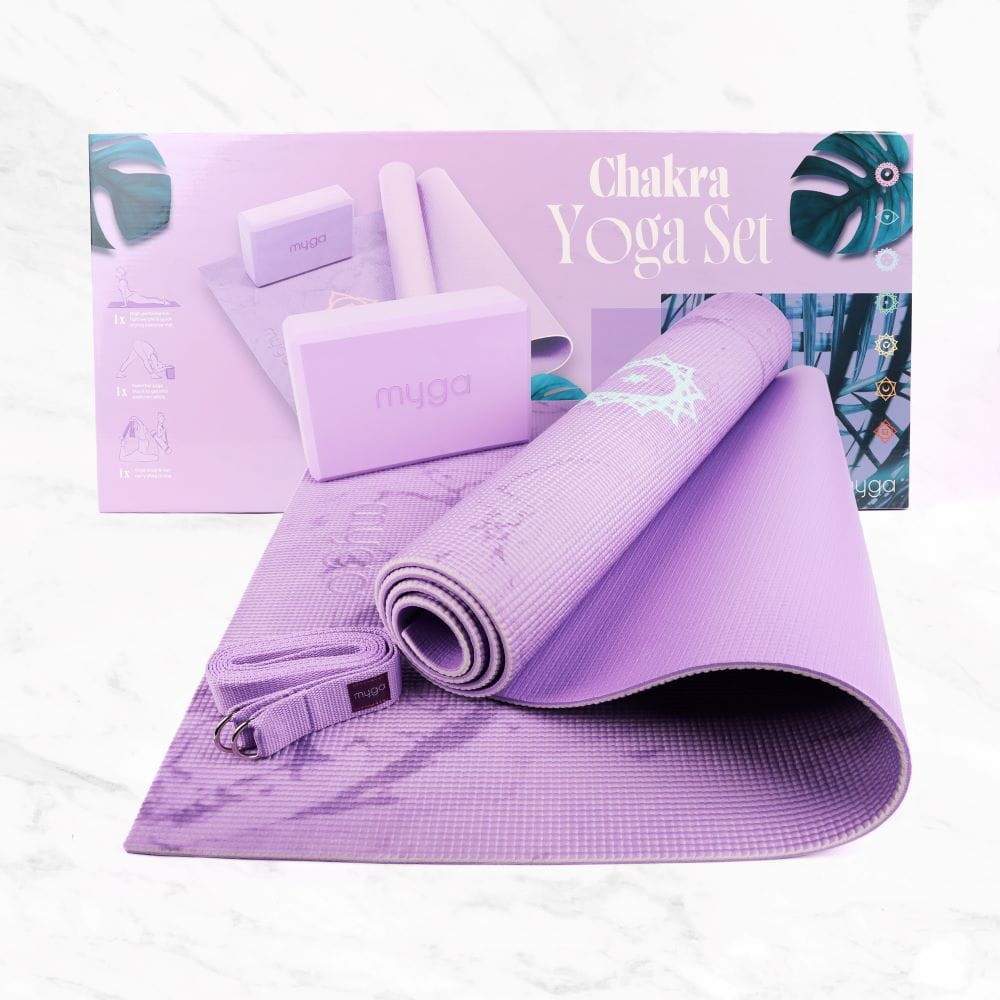 Zestaw do jogi myga Chakra Yoga Set: mata, klocek, pasek