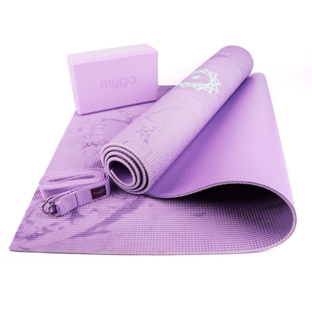 Zestaw do jogi myga Chakra Yoga Set: mata, klocek, pasek