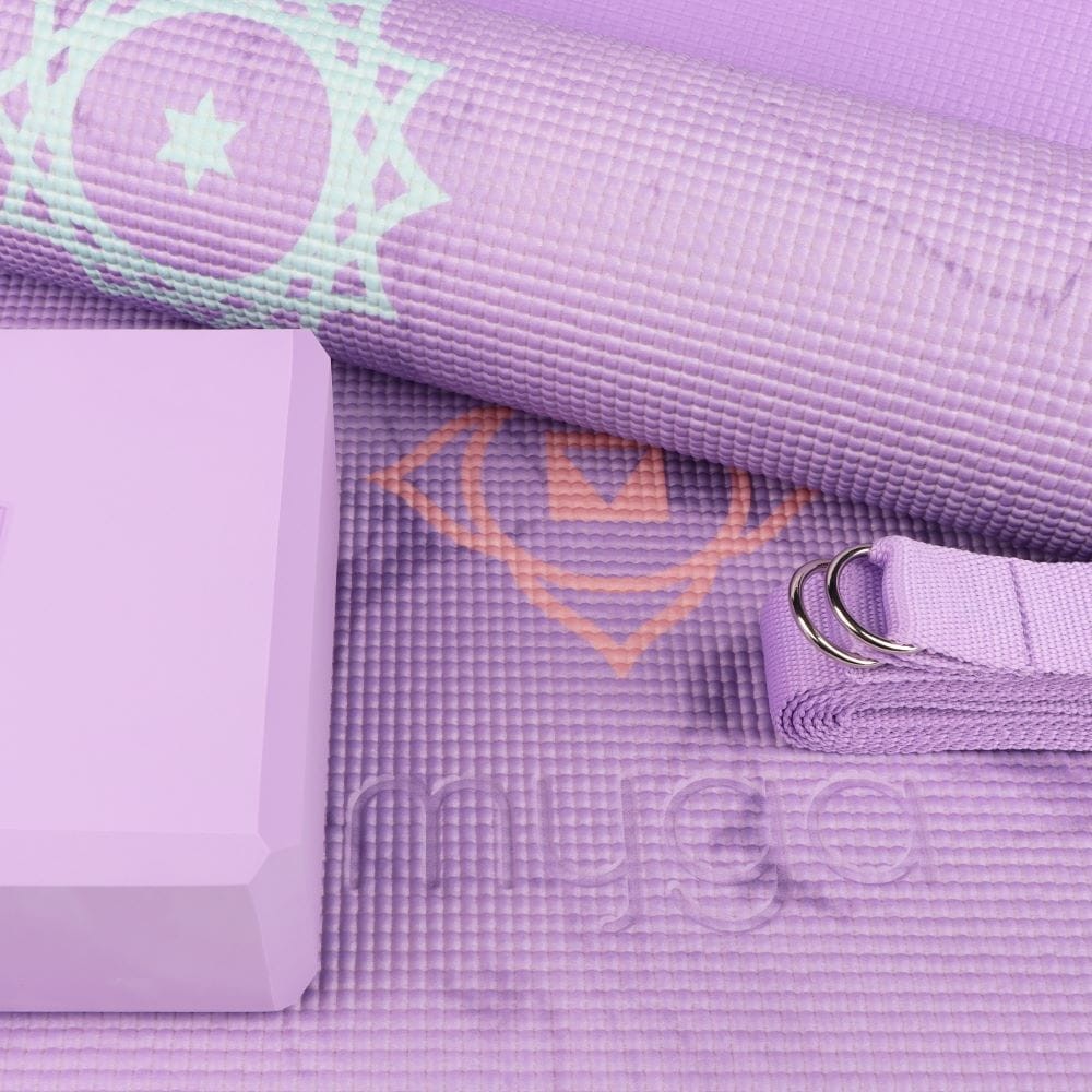 Zestaw do jogi myga Chakra Yoga Set: mata, klocek, pasek