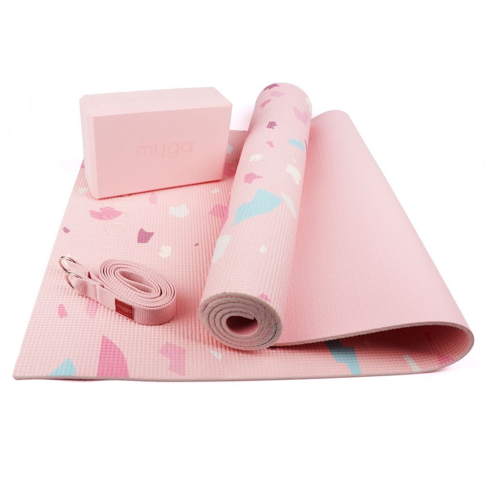 Zestaw do jogi myga Terrazzo Yoga Set: mata, klocek, pasek