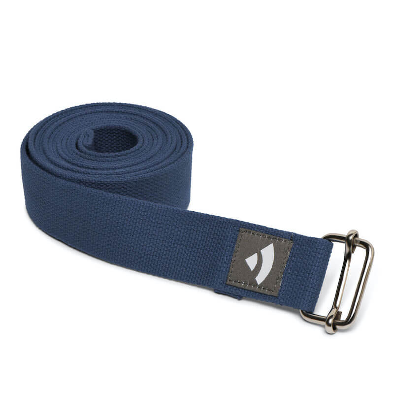 Pasek do jogi Asana ciemnoniebieski 2,5 m x 38 mm
